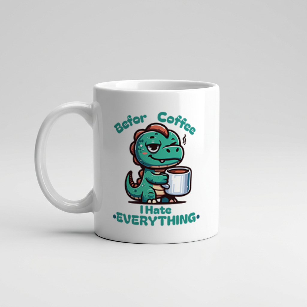 ماگ سرامیکی طرح Before Coffee Dino
