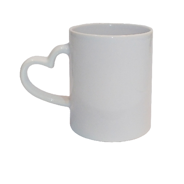 چاپ روی ماگ سفید سرامیکی دسته قلبی