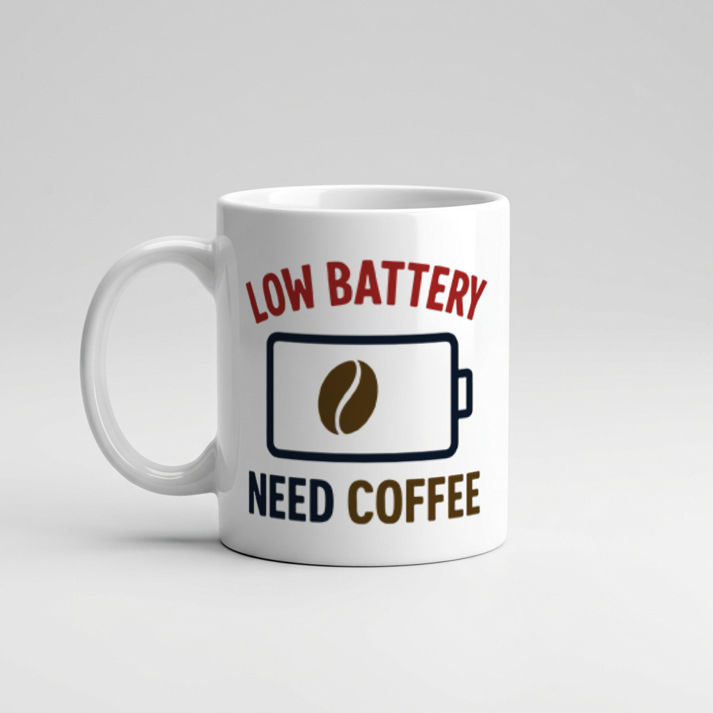 ماگ سرامیکی طرح Low Battery Need Coffee